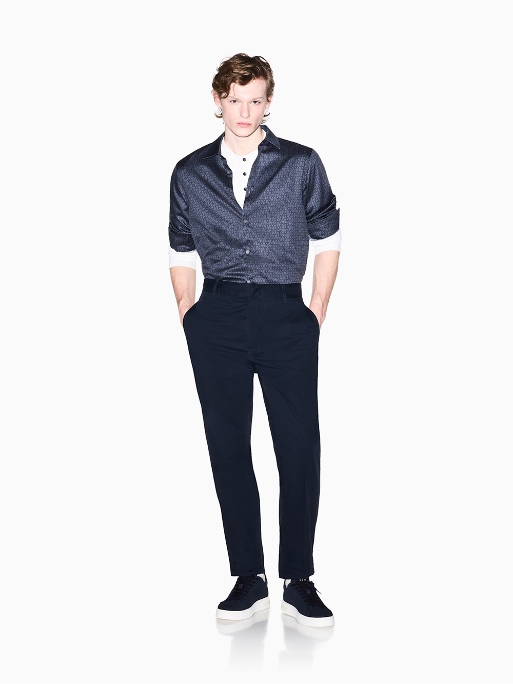 Armani Exchange Men's Navy Blue Chino Pants